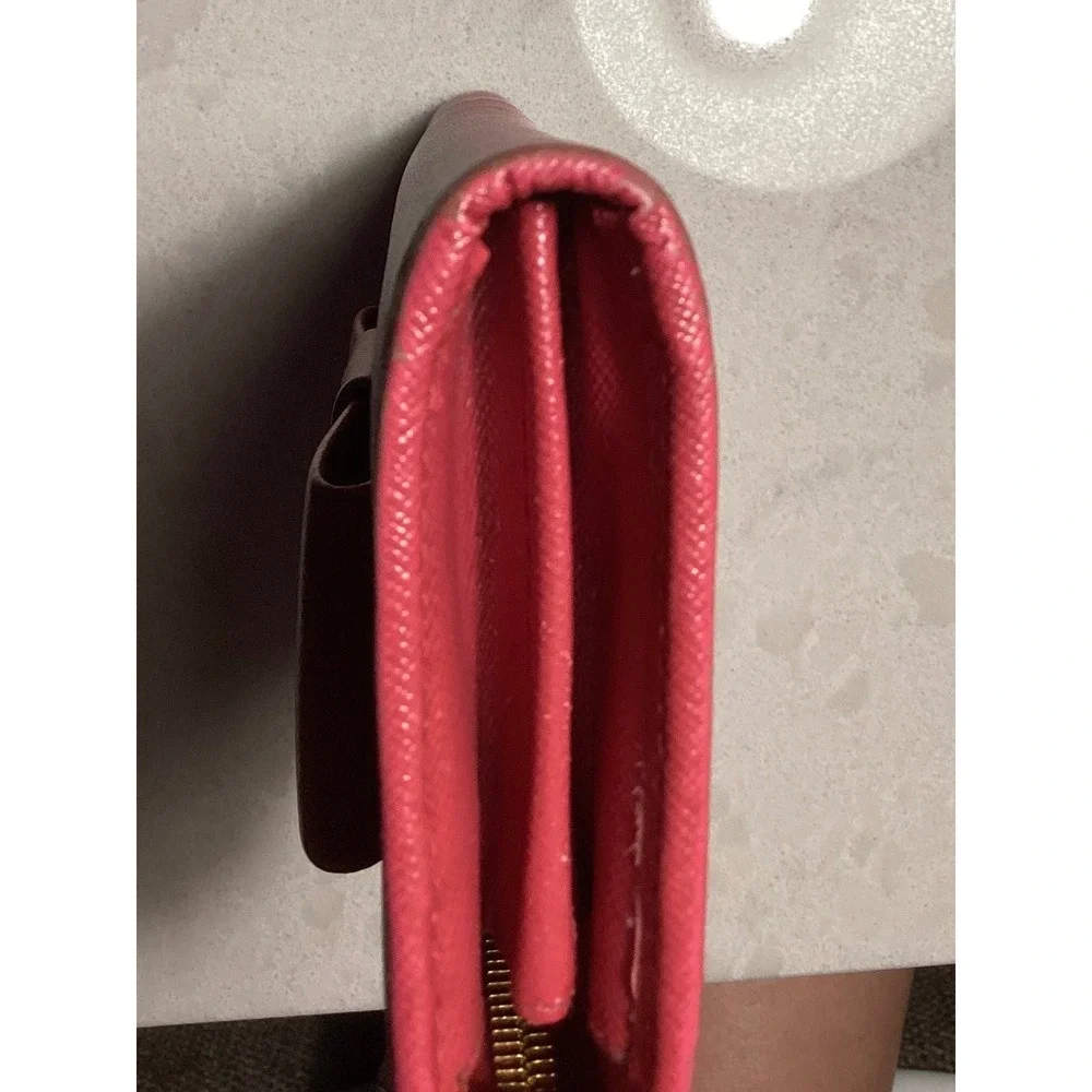 Prada Saffiano Leather Zip Around Wallet‎ Bow Accent Designer - Picture 10 of 13